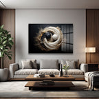 Modern Yi̇ng Yang Dekorati̇f Yatay Cam Tablo, Ev Dekorasyon, Ofi̇s Dekorasyon