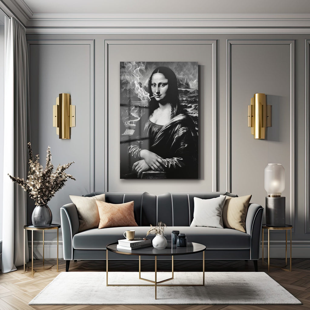 Asi Mona Lisa: Siyah Beyaz Modern Temperli Cam Tablo
