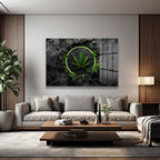 Neon Işıklı Kenevir Yaprağı Modern Cam Tablo