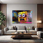 Sünger Bob'un Şaşkınlığı: Urban Graffiti Cam Tablo