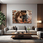 Aşkın Sonsuz Dansı: Romantik Relief Cam Tablo
