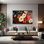Büyüleyici Çiçek Buketi: Modern Sanat Cam Tablo