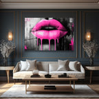 Pembe Dudaklar: Pop Art Ruhuyla Modern Cam Tablo