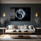 Dinamik Su Yin Yang: Modern Denge Temalı Temperli Cam Tablo