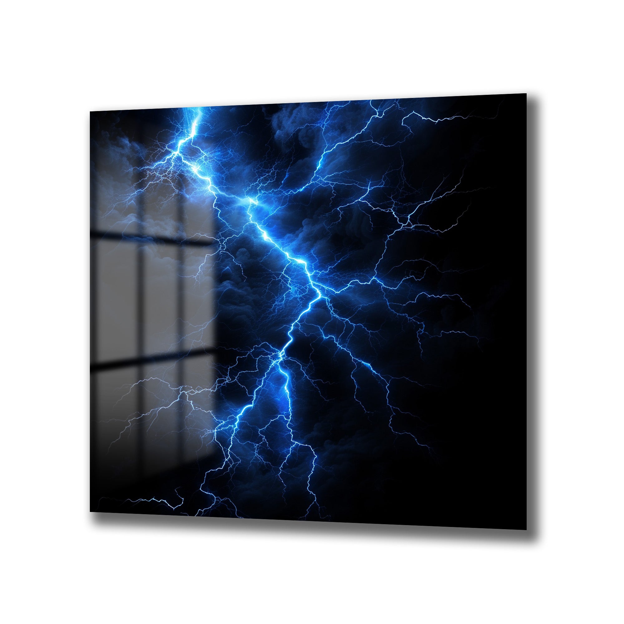 Mavi Şimşek Enerjisi Modern Cam Tablo