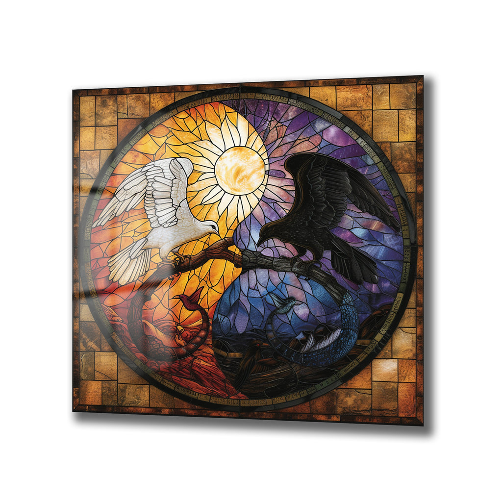 Yin Yang Stained Glass Cam Tablo: Denge ve Uyumun Sanatsal Dansı
