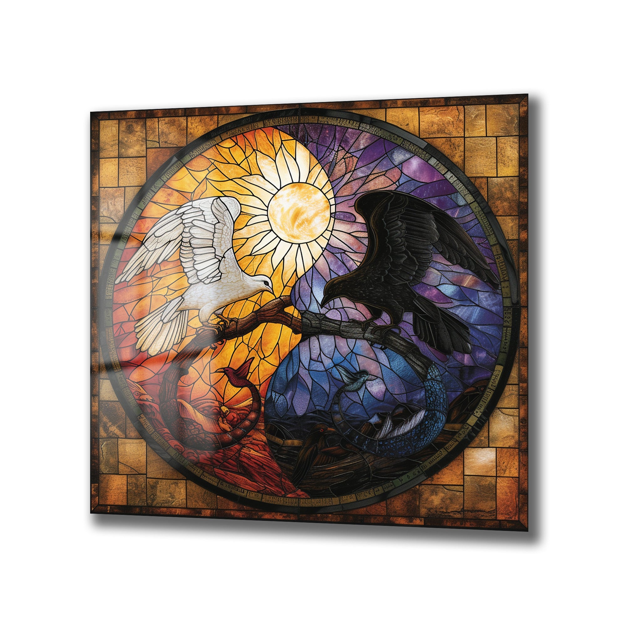 Yin Yang Stained Glass Cam Tablo: Denge ve Uyumun Sanatsal Dansı