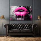Pembe Dudaklar: Pop Art Ruhuyla Modern Cam Tablo
