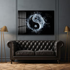 Dinamik Su Yin Yang: Modern Denge Temalı Temperli Cam Tablo