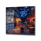 Yıldızlı Gece Paris Sokağı ve Gizemli TARDIS Cam Tablo