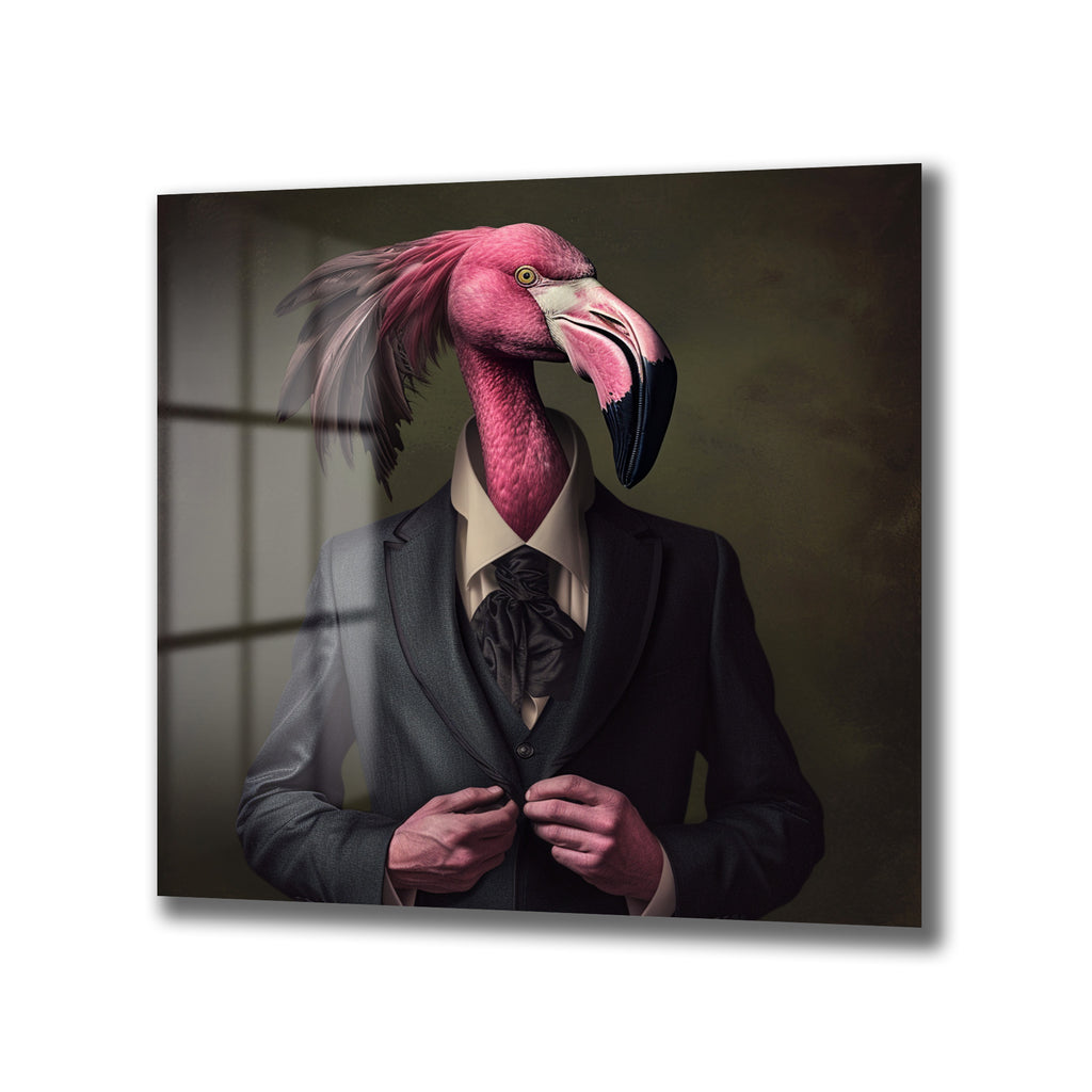 Flamingo Beyefendi: Pembe Zarafet Temalı Modern Cam Tablo