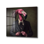 Flamingo Beyefendi: Pembe Zarafet Temalı Modern Cam Tablo