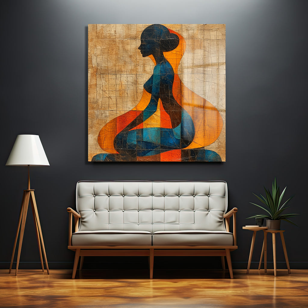 Soyut Kadın Silüeti Cam Tablo | Modern Sanat Duvar Dekoru