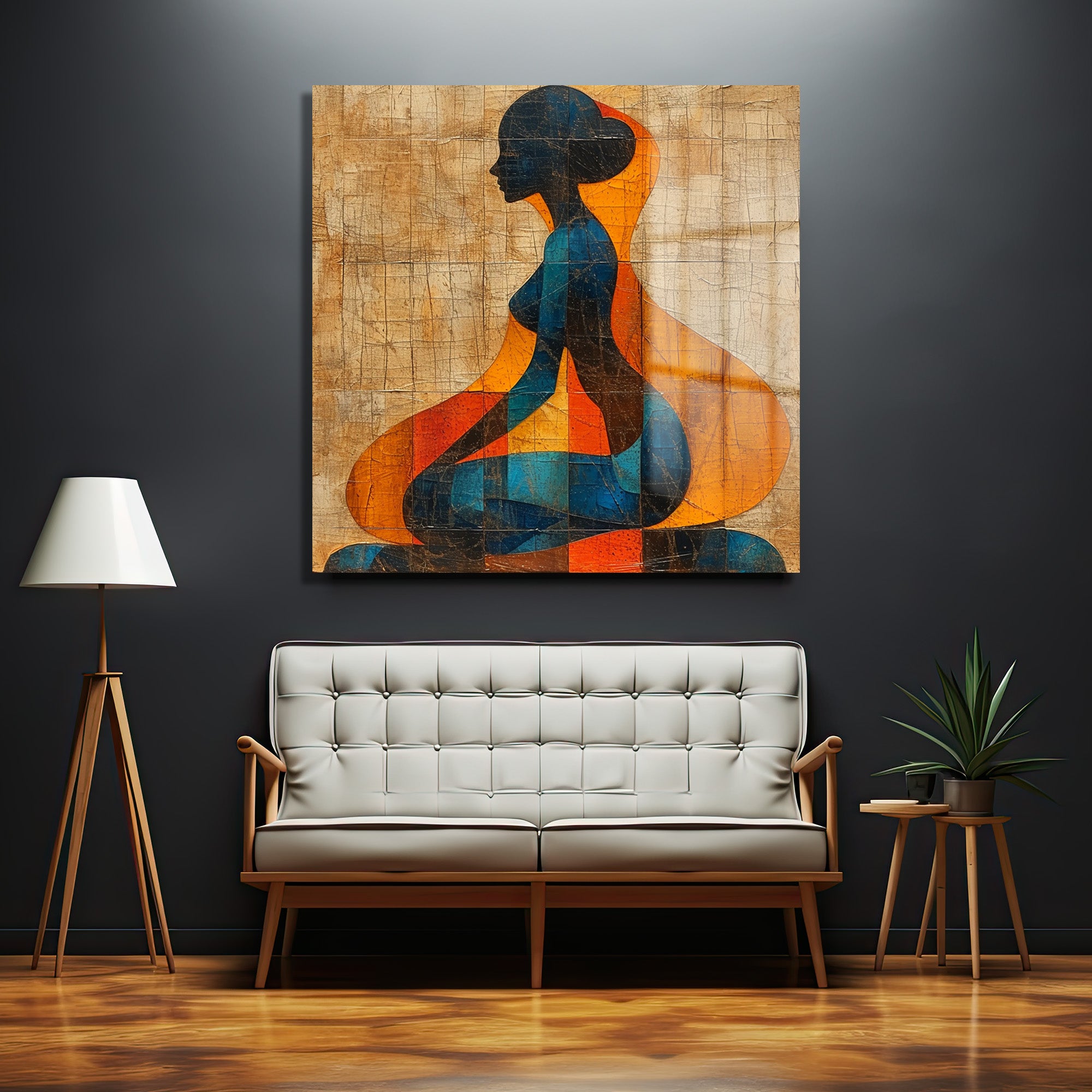 Soyut Kadın Silüeti Cam Tablo | Modern Sanat Duvar Dekoru