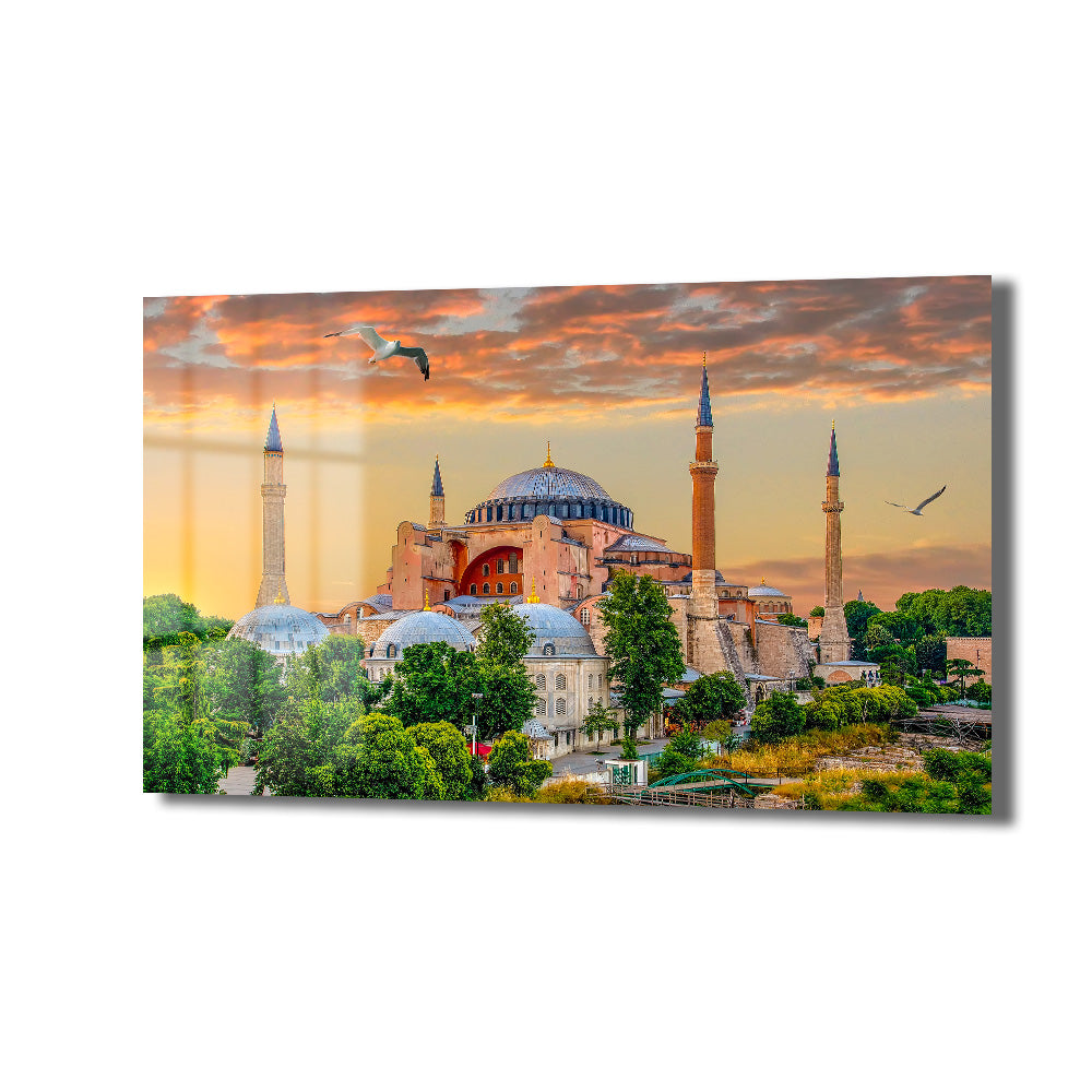 Ayasofya'da Gün Batımı: İstanbul'un Görkemli Manzarası Cam Tablo