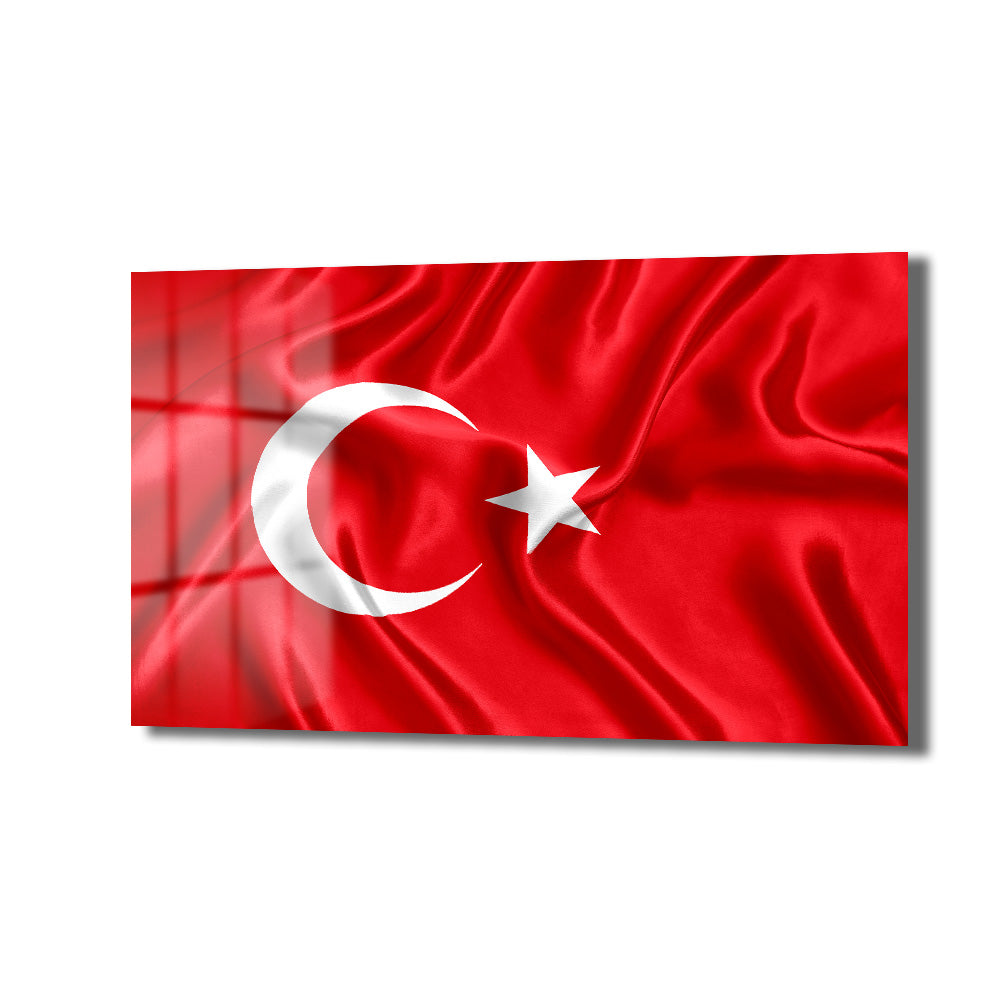 Gurur Veren Dalgalanış: Türk Bayrağı Temalı Temperli Cam Tablo