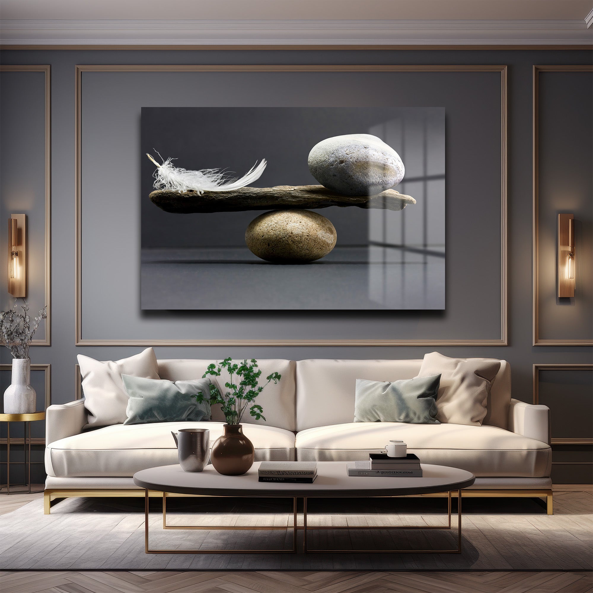 Doğal Denge: Huzur Veren Minimalist Cam Tablo
