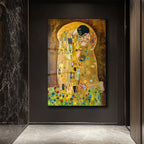 Gustav Klimt Öpücük Cam Tablo - Aşkın Altın Dokunuşu