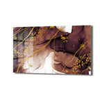 Altın Dokunuşlu Kahve Rüyası: Lüks Soyut Cam Tablo