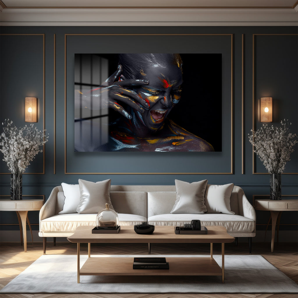 İçsel Çığlık: Modern Sanat Temperli Cam Tablo