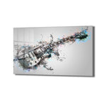 Rock Ruhu: Dinamik Gitar Splash Art Temperli Cam Tablo