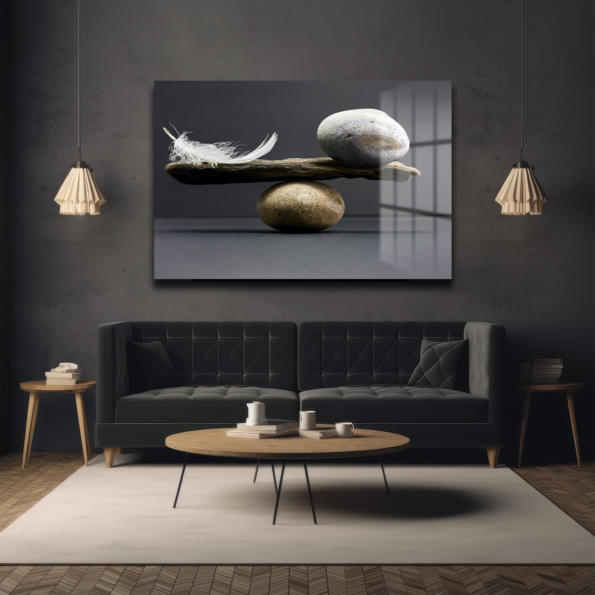 Doğal Denge: Huzur Veren Minimalist Cam Tablo