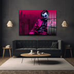 Joker'in Gizemli Dünyası: Pembe Şehirde Modern Temperli Cam Tablo