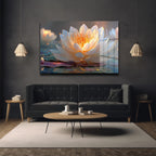Altın Işıltılı Lotus: Huzur Veren Modern Cam Tablo