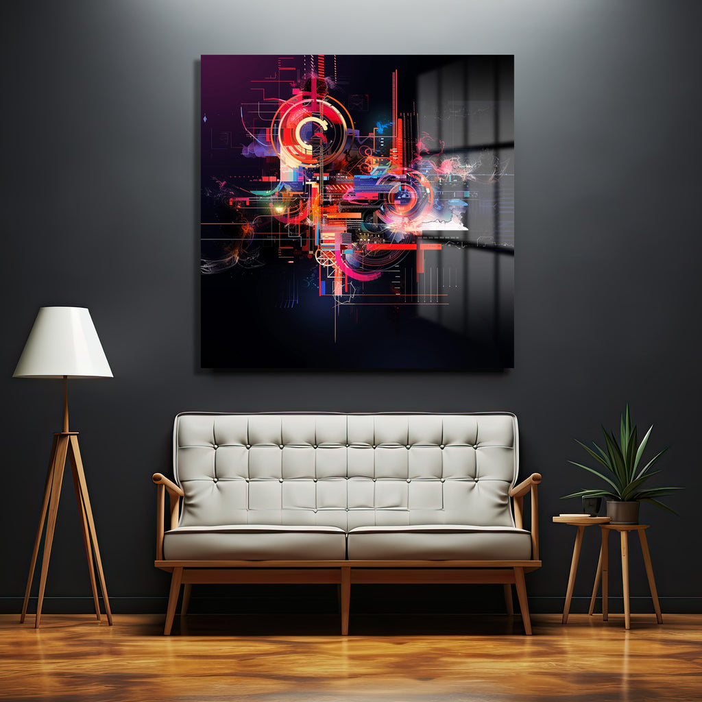 Dijital Enerji Akışı Modern Cam Tablo