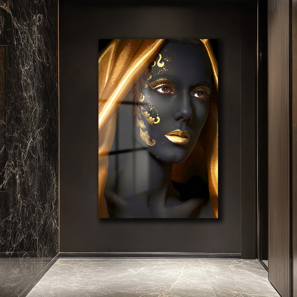 Altın Sırrı: Siyah ve Altın Tonlarında Modern Sanat Cam Tablo