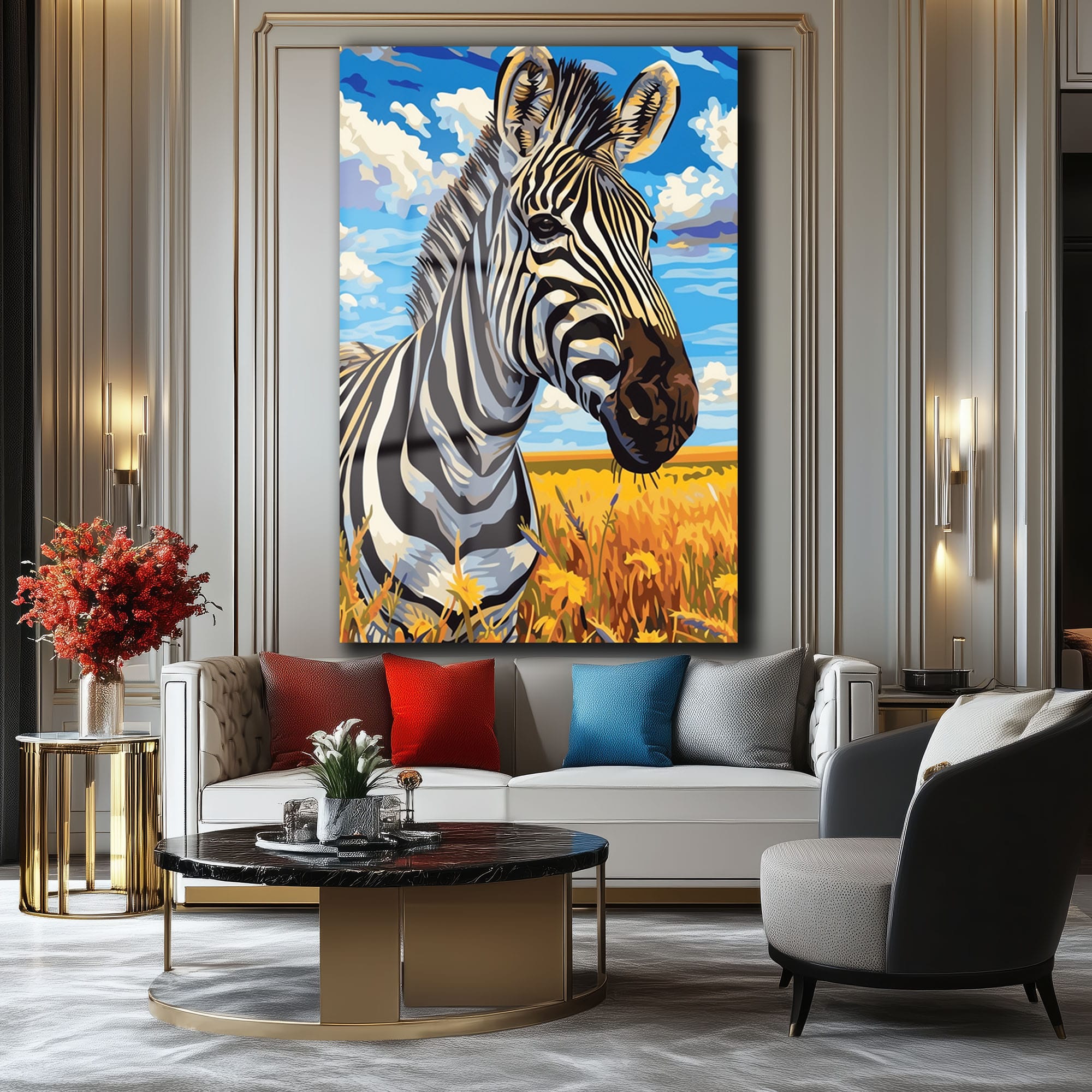 Vahşi Zarafet: Afrika Zebrası Modern Cam Tablo