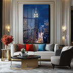 Empire State Gecesi: New York Şehir Manzaralı Cam Tablo