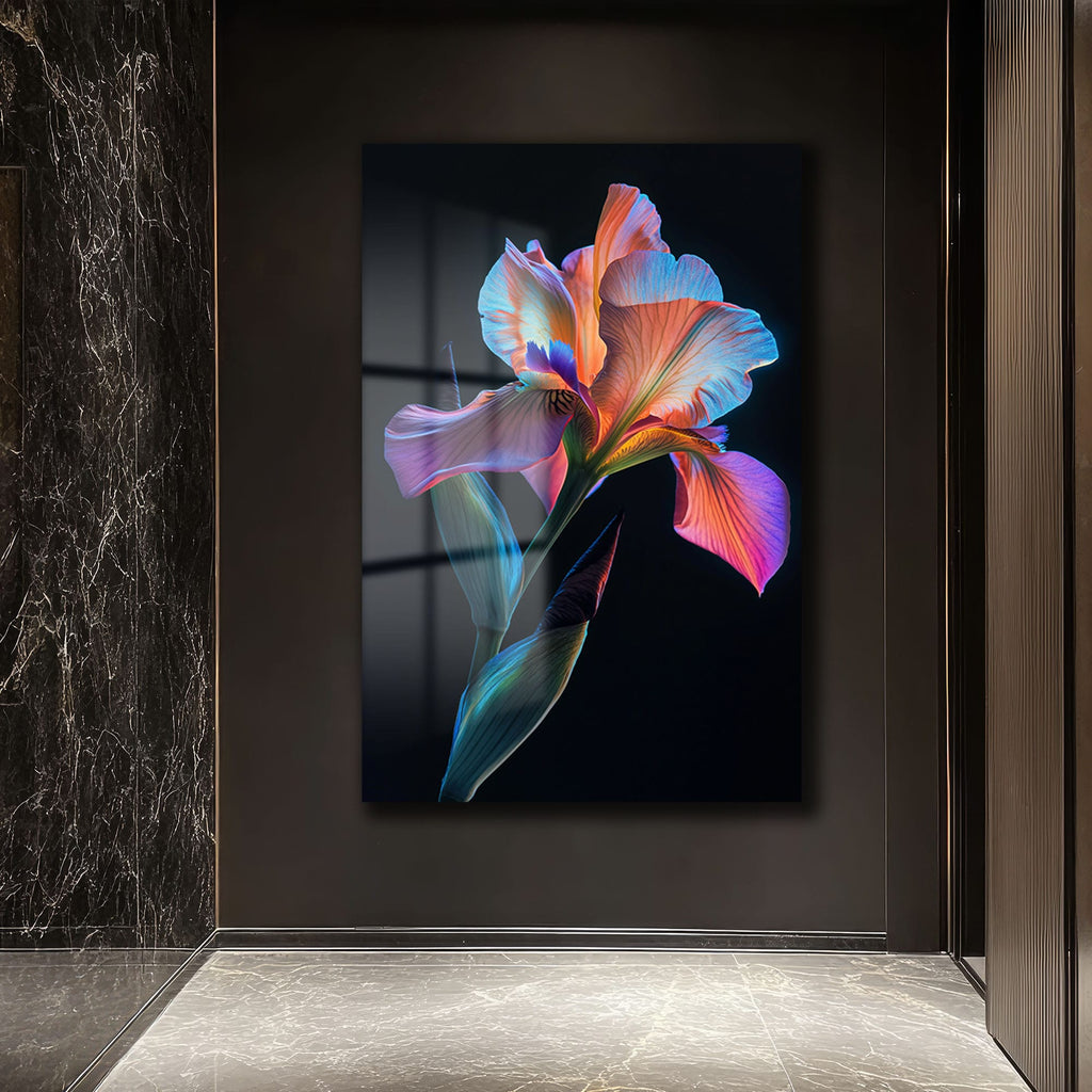 Parıldayan İris: Modern Sanat Temperli Cam Tablo