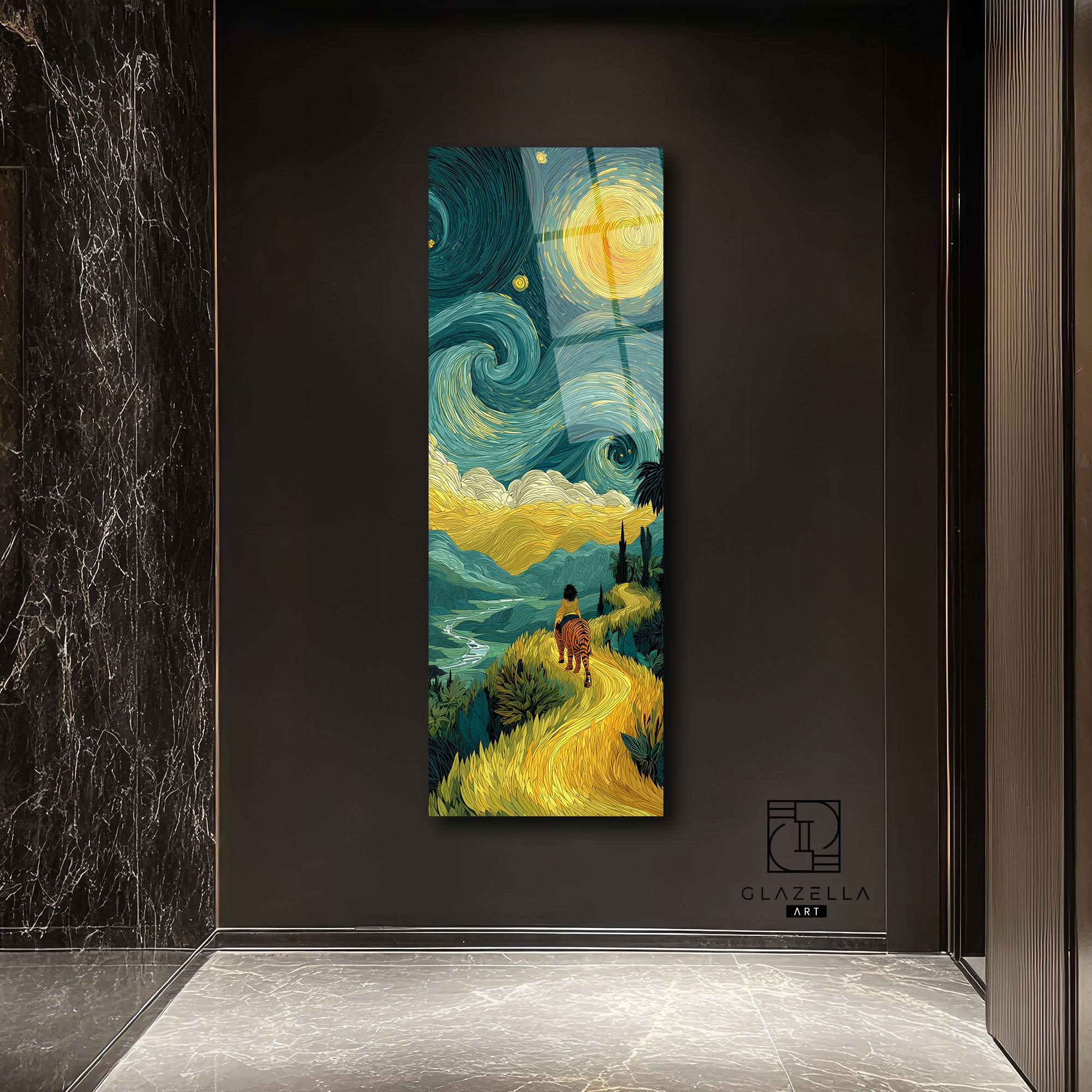 Van Gogh Manzara Panoramik Cam Tablo