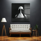 Siyah Beyaz Minimalist Duygusallık Cam Tablo