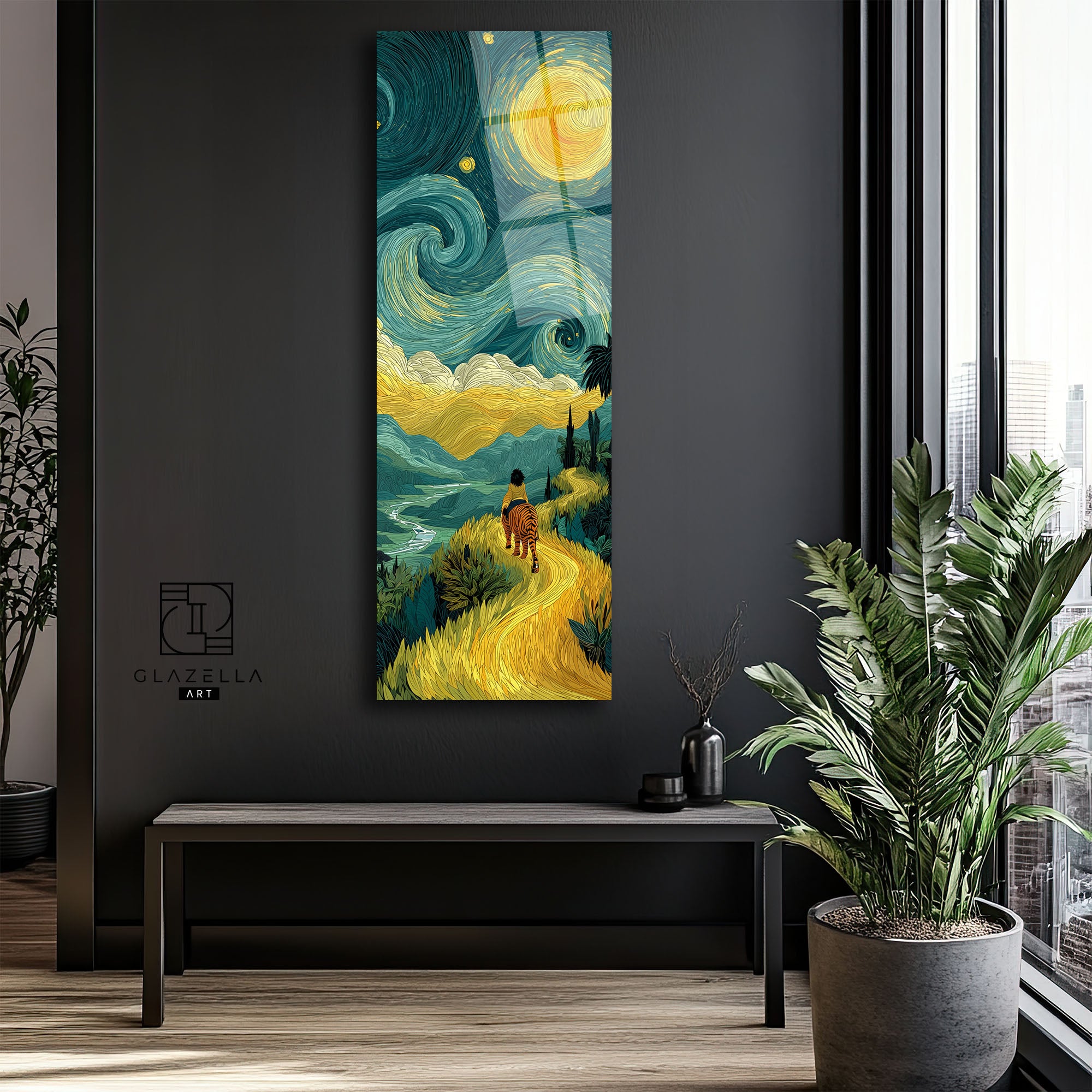 Van Gogh Manzara Panoramik Cam Tablo