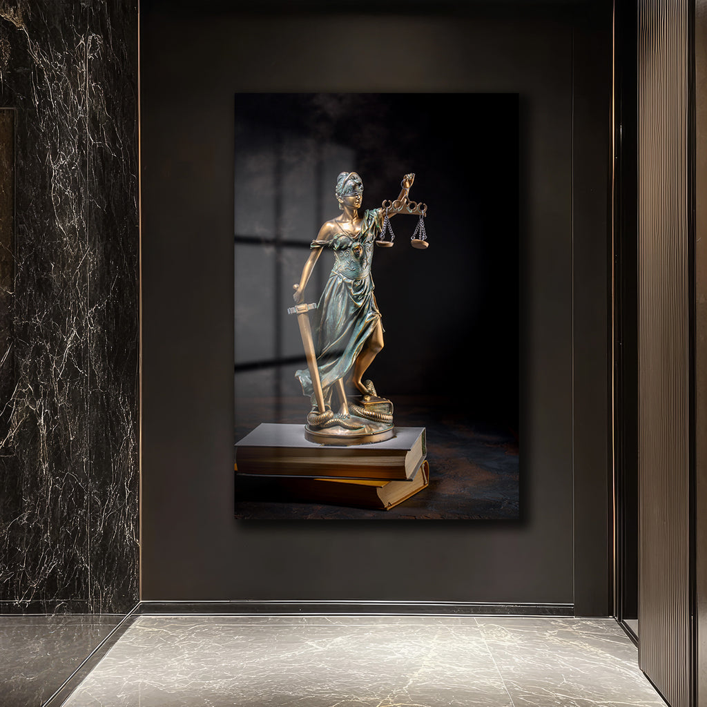Adaletin Sembolü: Lady Justice Temperli Cam Tablo