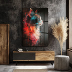 Vibrant Kedi: Modern Sanat Temperli Cam Tablo