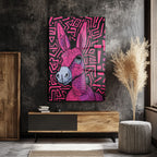 Neon Eşek: Pop Art Tarzı Canlı Pembe Cam Tablo