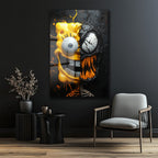 Neşeli Canavar: Pop Art Cam Tablo | Modern Duvar Dekorasyonu