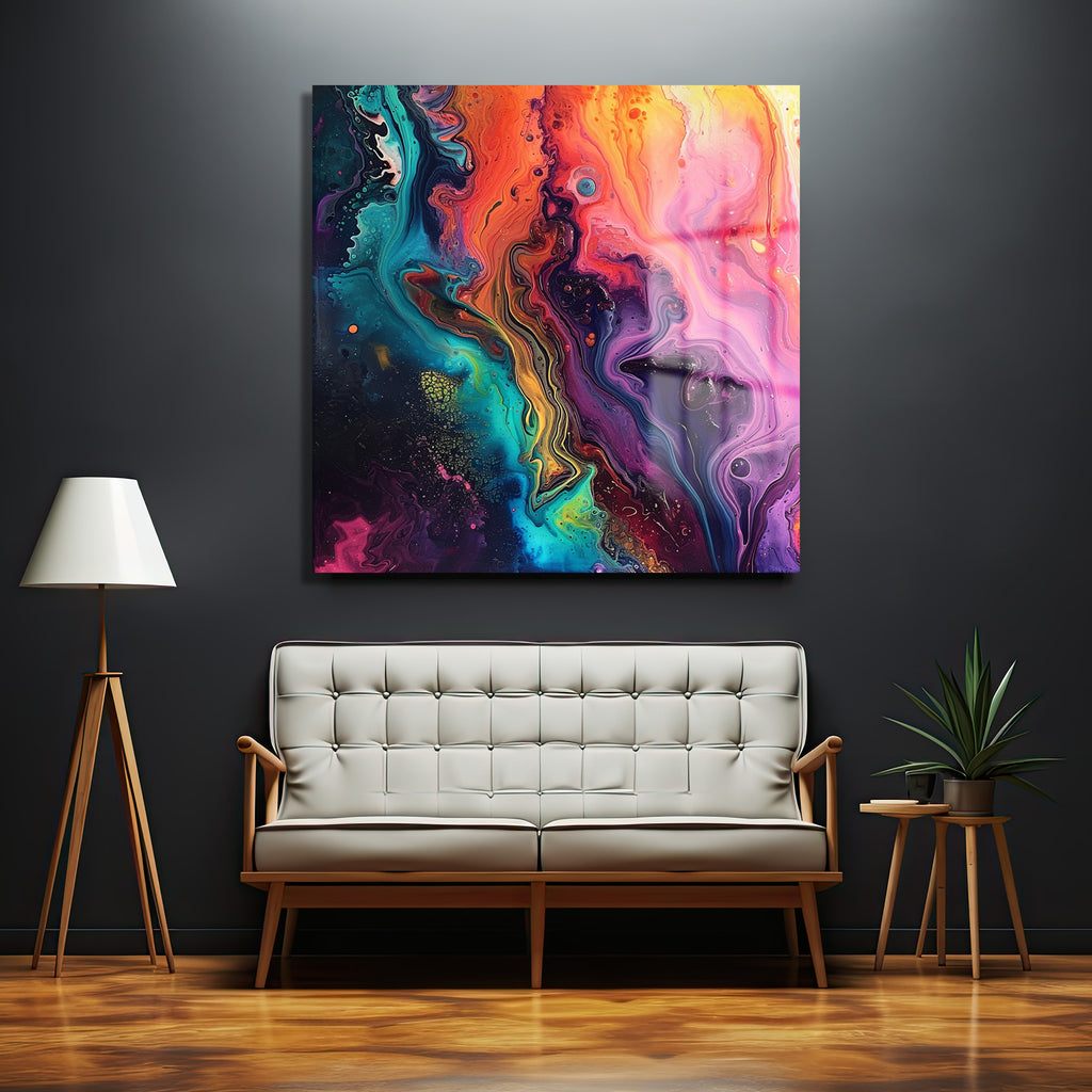 Dinamik Renk Cümbüşü Soyut Cam Tablo