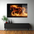 Ateşten At: Güç ve İhtişam Sunan Modern Cam Tablo