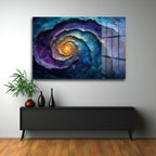 Galaktik Spiral: Mor Mavi Tonlarında Modern Soyut Cam Tablo