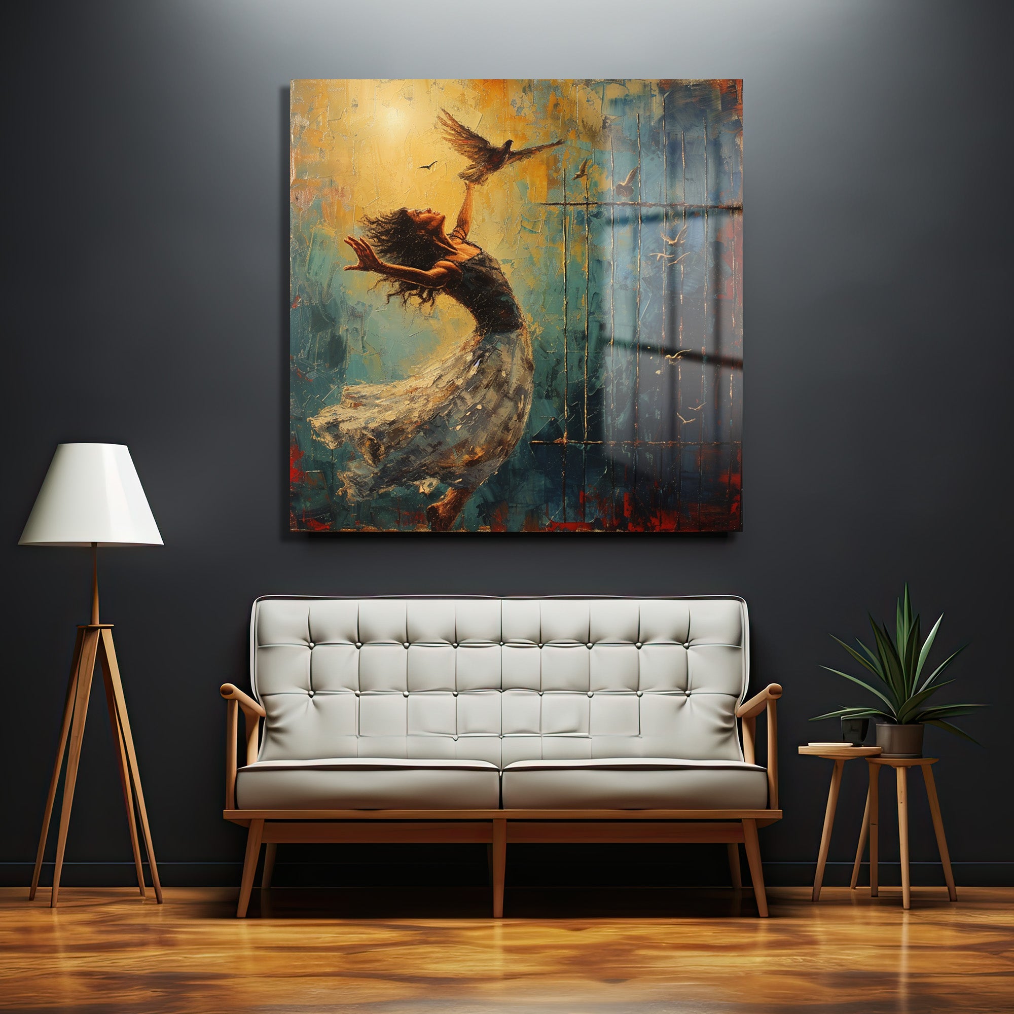 Özgürlük Dansı Cam Tablo - Modern Sanat Duvar Dekoru