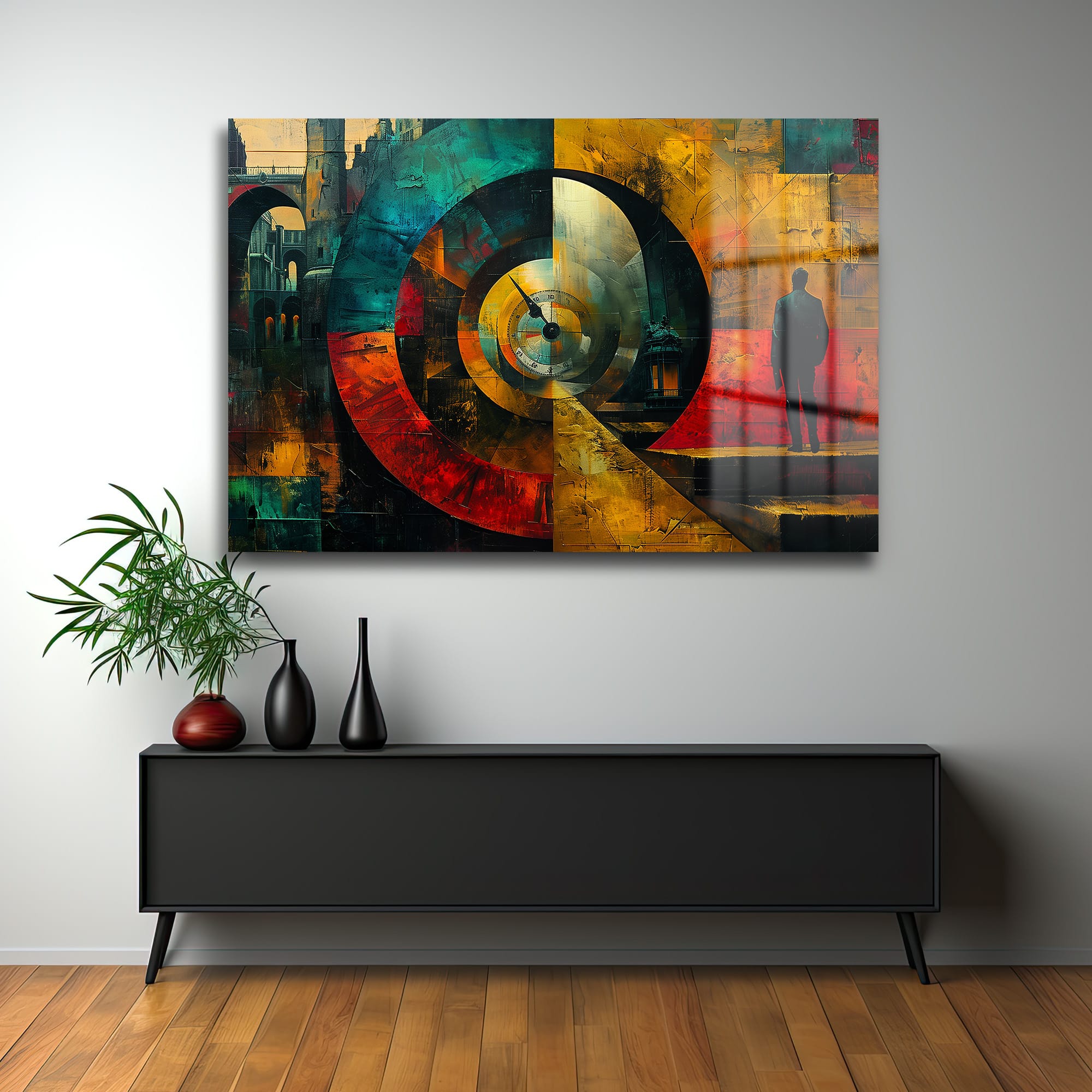 Zamanın Akışı: Modern Soyut Temperli Cam Tablo