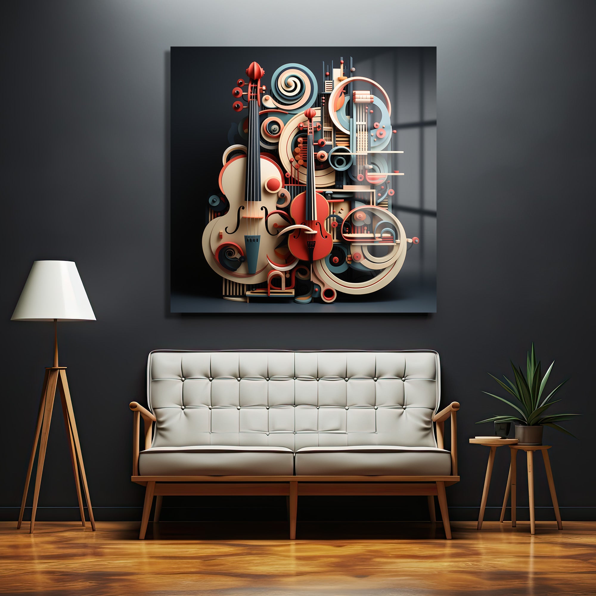 Dinamik Müzik Ritimleri Soyut Sanat Cam Tablo