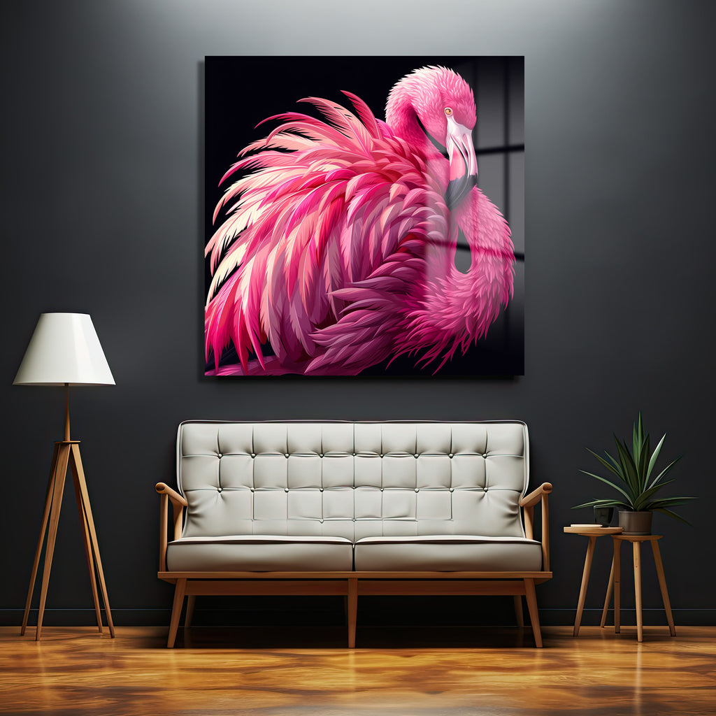 Büyüleyici Pembe Flamingo Cam Tablo - Glazella Özel Koleksiyon