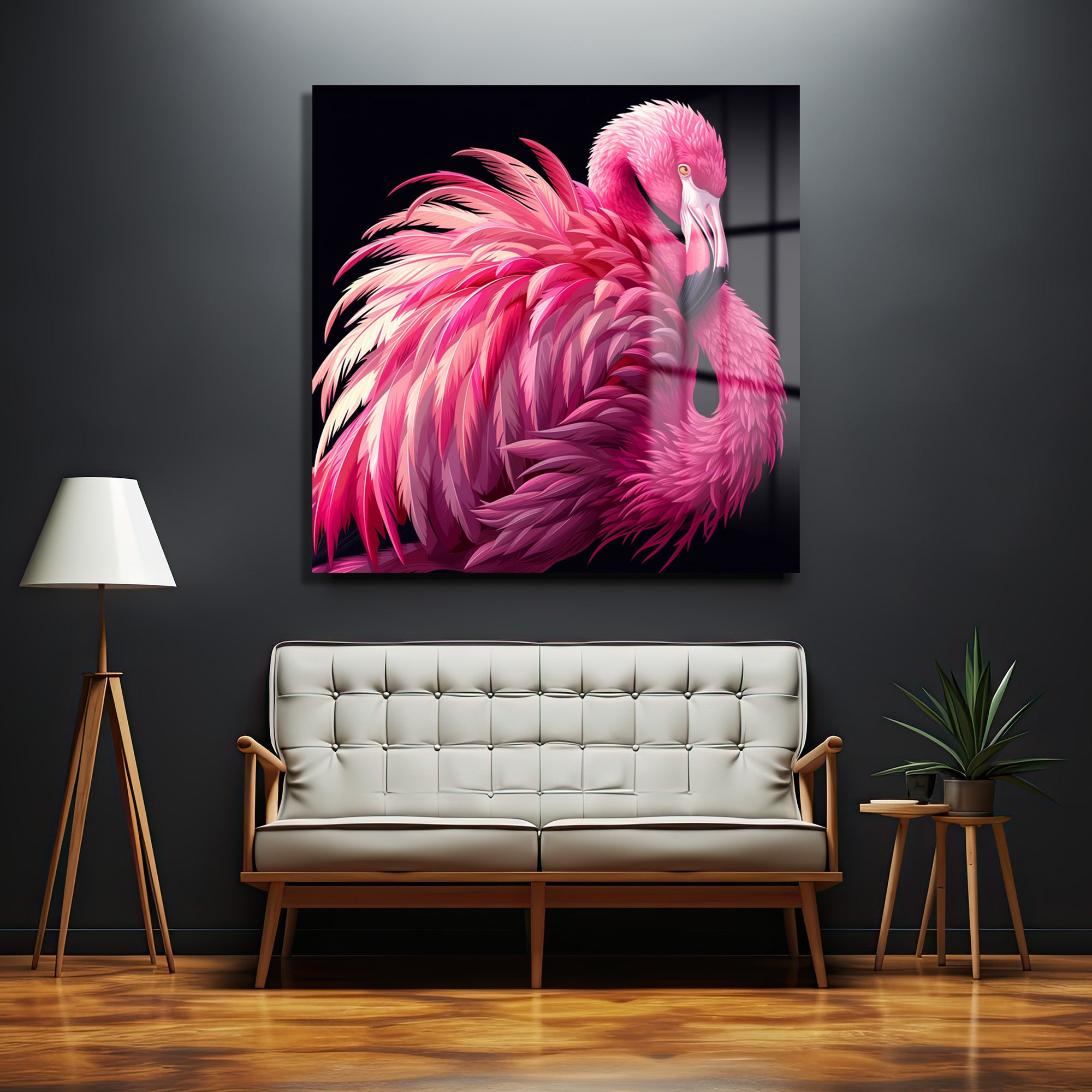 Büyüleyici Pembe Flamingo Cam Tablo - Glazella Özel Koleksiyon