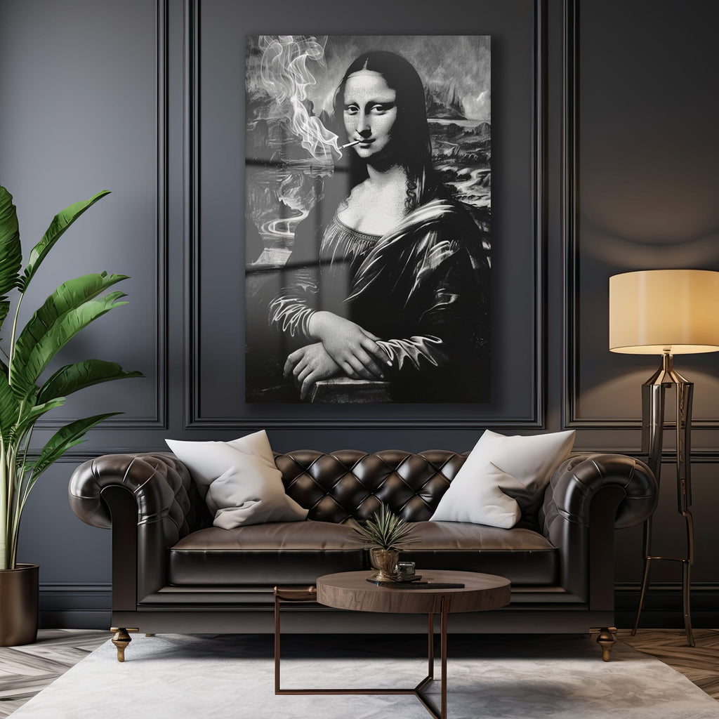 Asi Mona Lisa: Siyah Beyaz Modern Temperli Cam Tablo