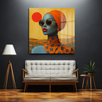 Gizemli Bakışlar: Afro Chic Modern Sanat Cam Tablo